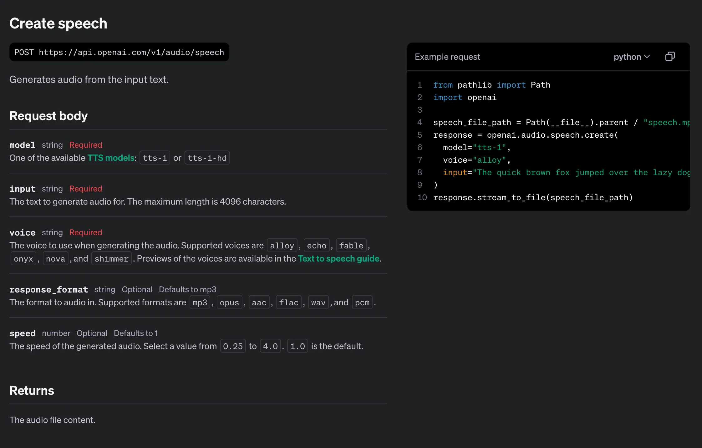 API Reference - OpenAI API より